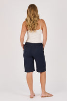 Ellis & Dewey Elastic Waist Pull On Short in Blue - viscose-flex relaxed fit short with elastic waistband and side pockets, designed in Geelong Australia.