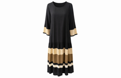 Drop Waist Panelled Dress - Black