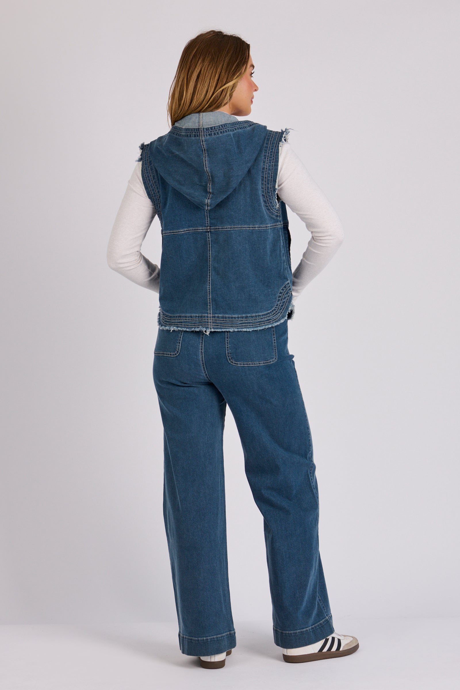 Zip Through Vest - Mid Blue Wash | One Ten Willow – The Laboratory