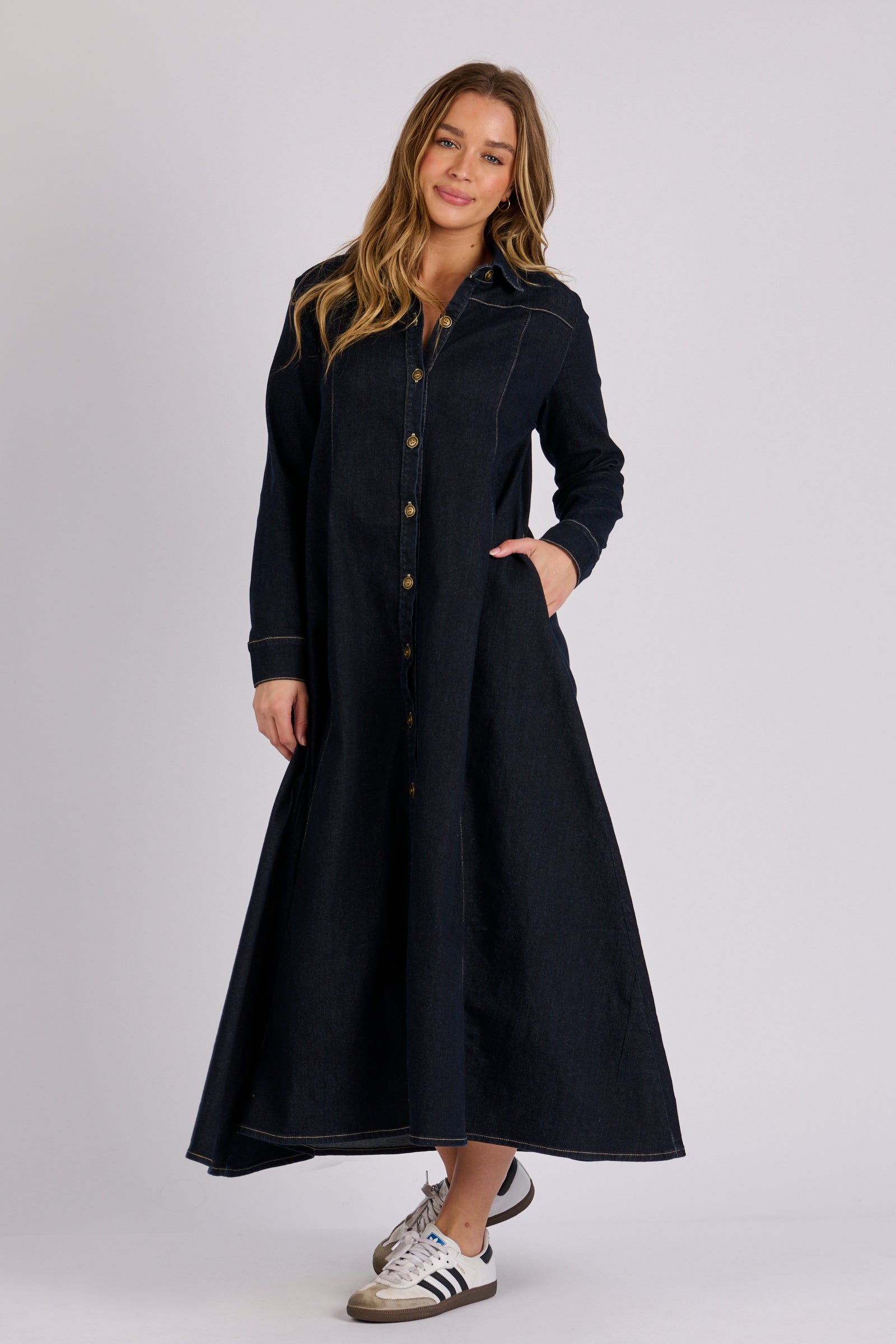 Maxi Shirt Dress - Dark Blue Wash  The Laboratory Store