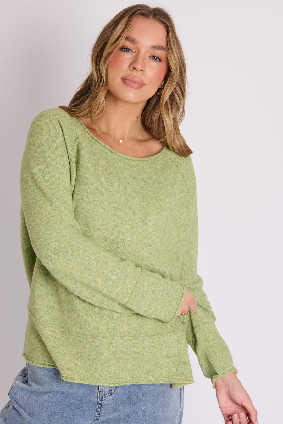 Panel Hem Jumper - Moss Green