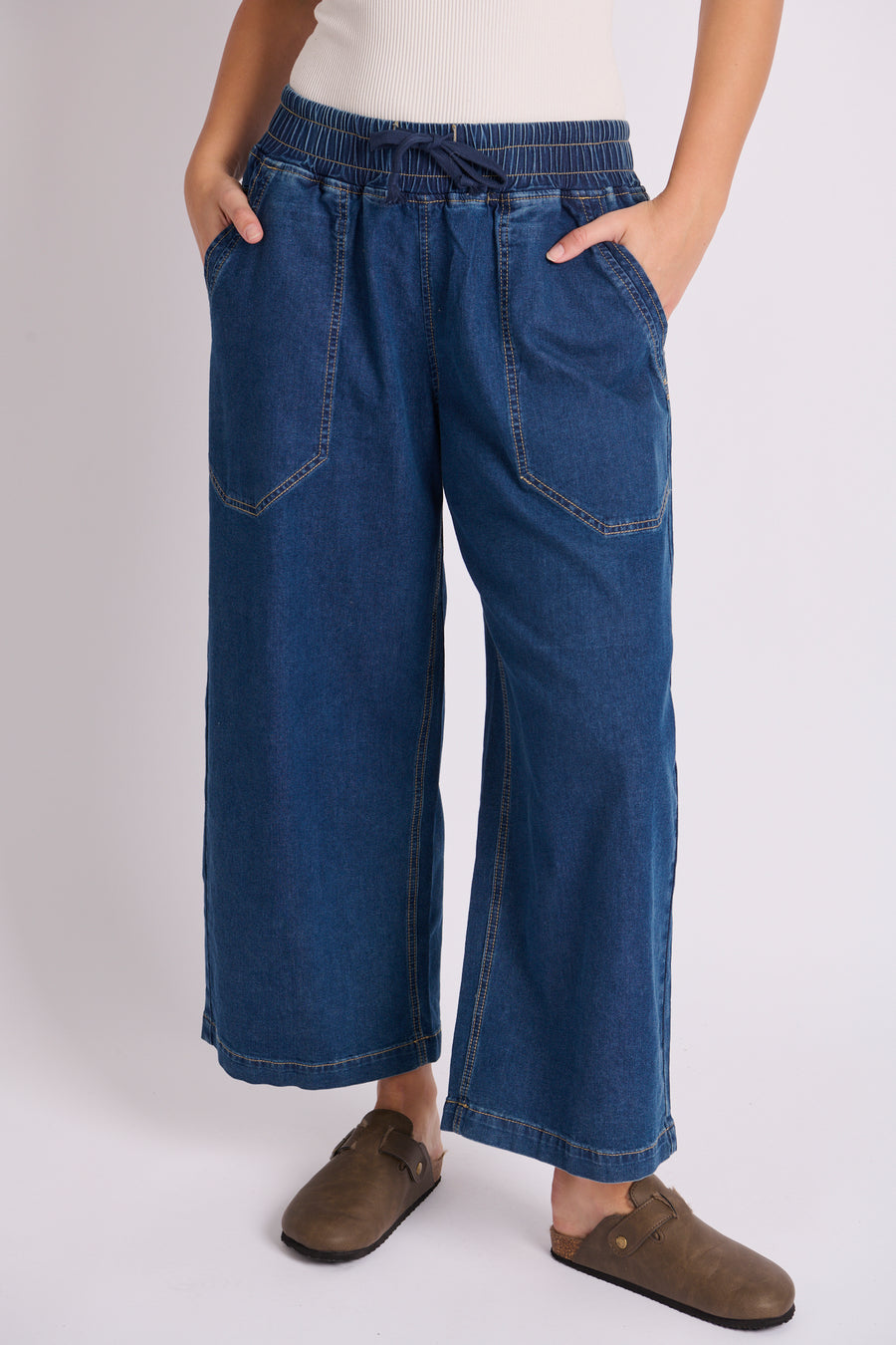 Relaxed Pull On Jeans - Dark Blue
